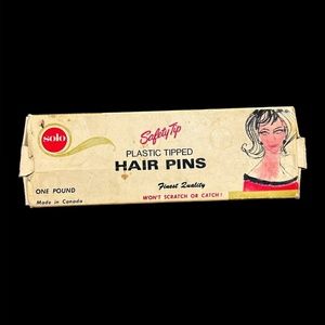 Vintage Solo Safety Tip Plastic Tipped Hair Pins Black Mid Century Mad Men
